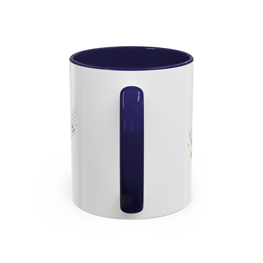 Music Notes Accent Mug — Original Watercolor Treble Clef Ceramic Cup