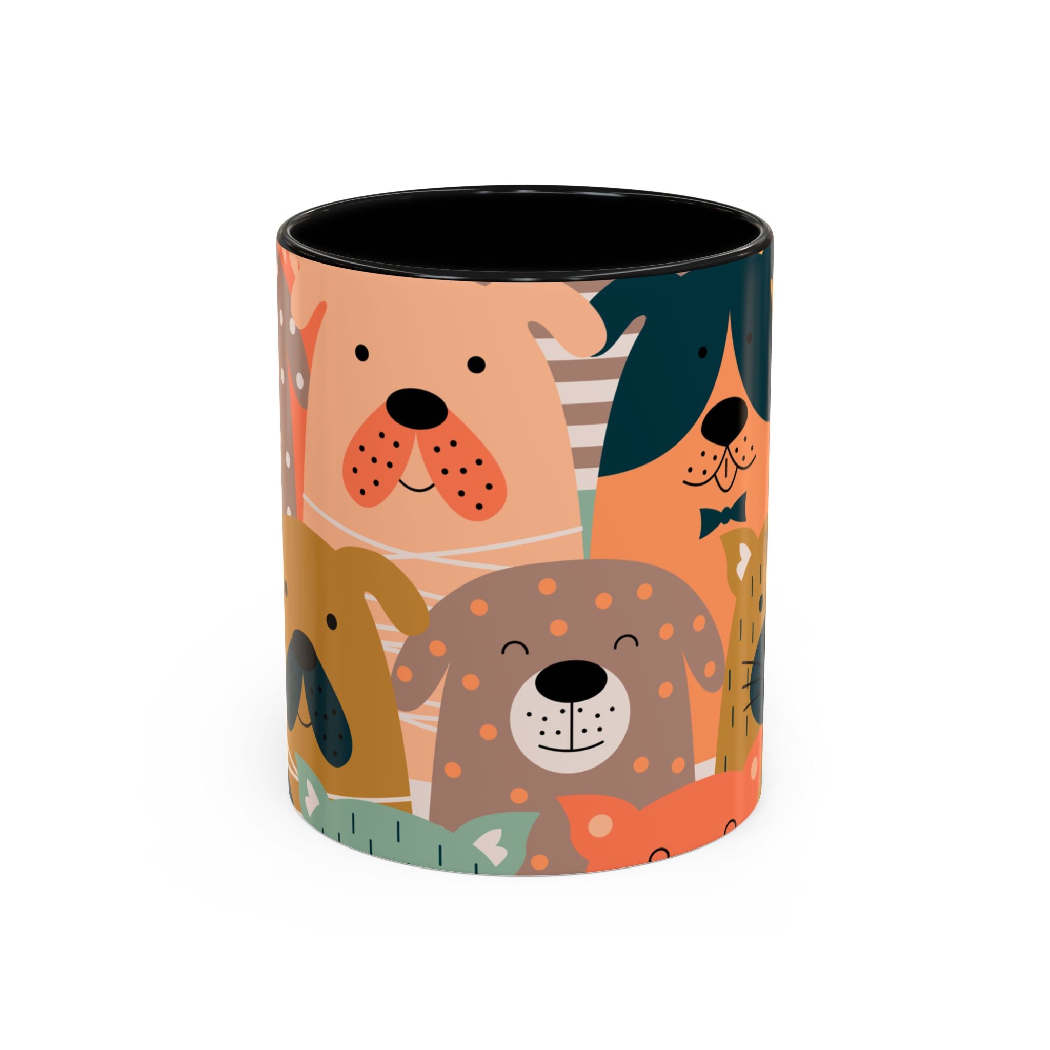Puppy Parade Accent Mug — Original Colorful Dog Pattern Ceramic Cup