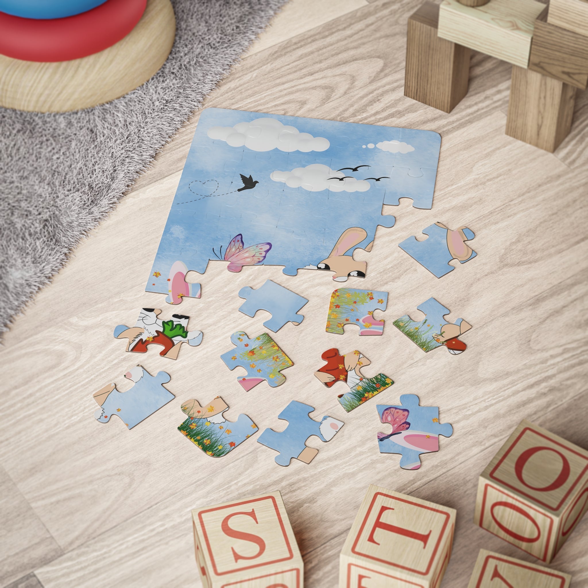 Bunny & Butterfly 30-Piece Kids Puzzle — Cute Spring Scene | Exclusive Design