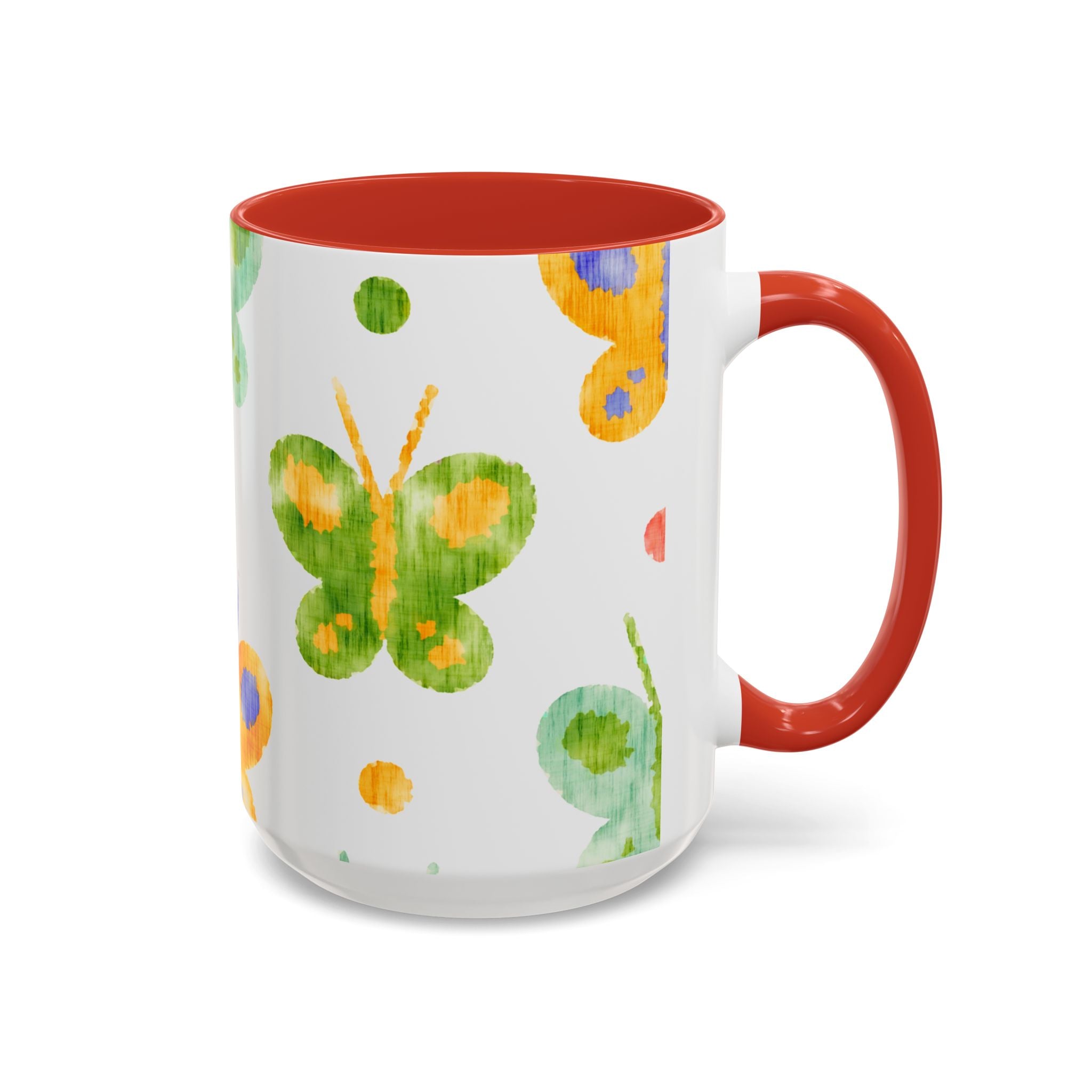Watercolor Butterfly Accent Mug — Original Colorful Ceramic Cup