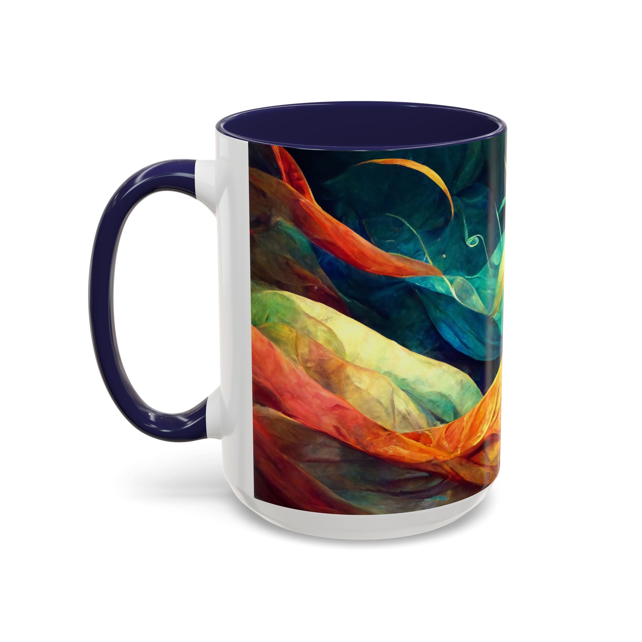Abstract Autumn Leaves Accent Mug — Original Colorful Ceramic Cup