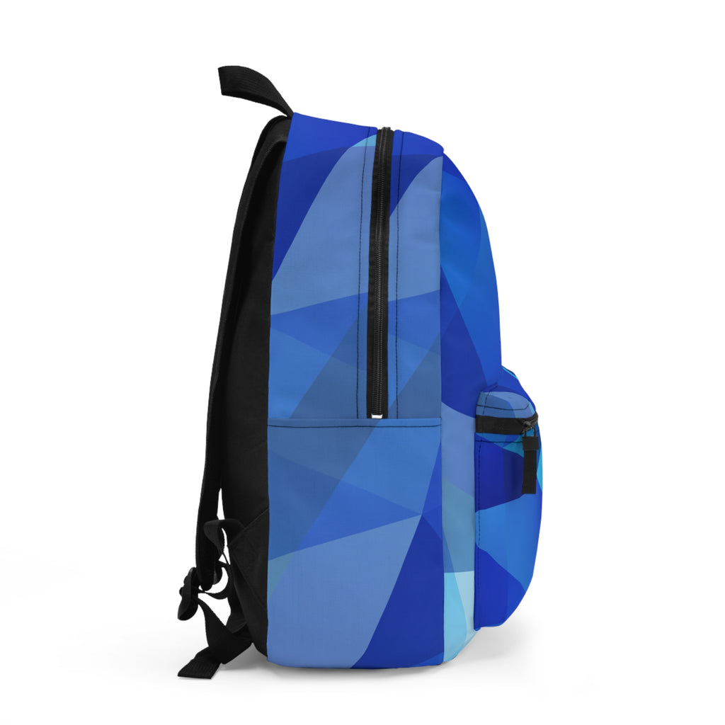 Blue Geometric Backpack — Abstract Polygon Pattern School & Travel Bag