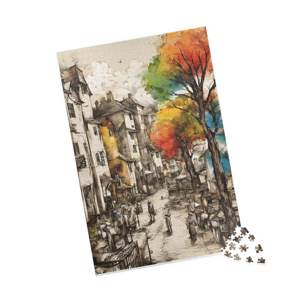 Autumn Village Street Jigsaw Puzzle — Cozy Scenic 1,014 Pieces