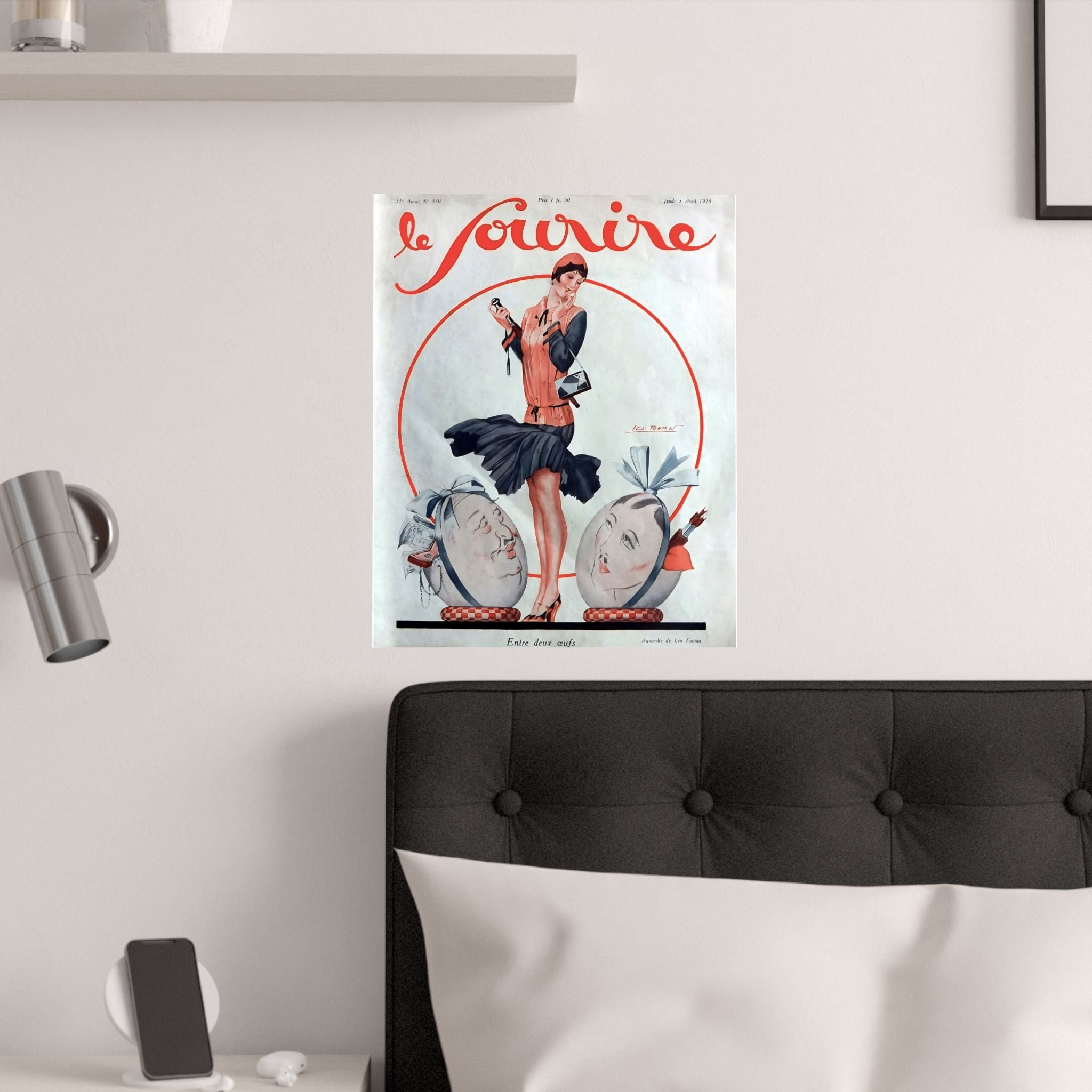 Vintage Le Sourire Satin Poster — 1920s Art Deco Fashion Print