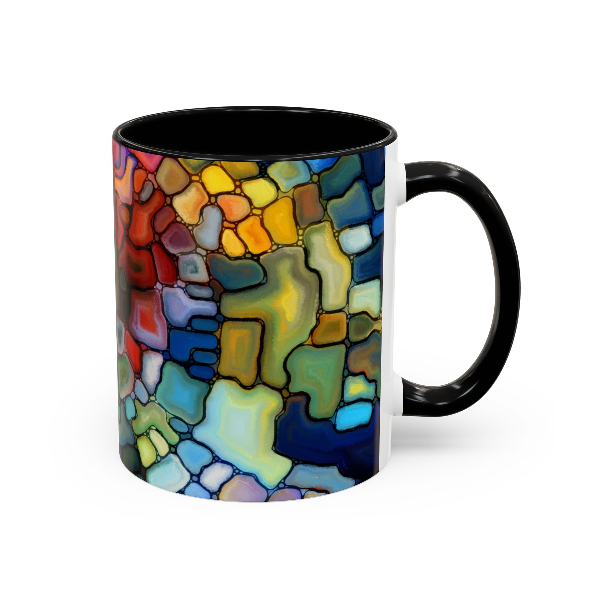 Stained Glass Mosaic Accent Mug — Original Abstract Art Ceramic Cup