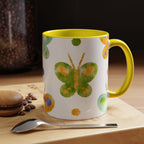 Watercolor Butterfly Accent Mug — Original Colorful Ceramic Cup