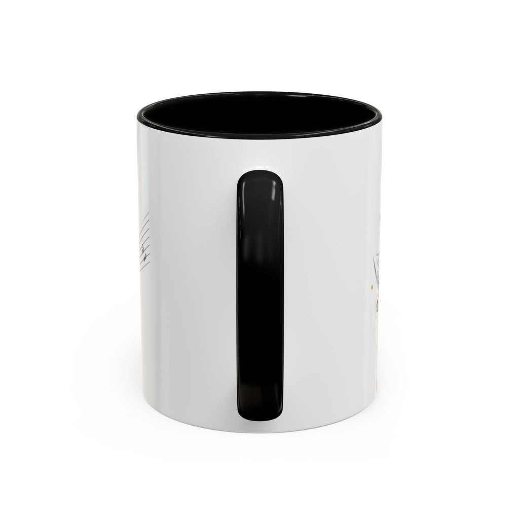 Music Notes Accent Mug — Original Watercolor Treble Clef Ceramic Cup