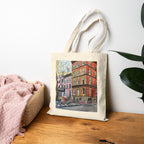 Brooklyn Row Houses Canvas Tote — Original Watercolor Art