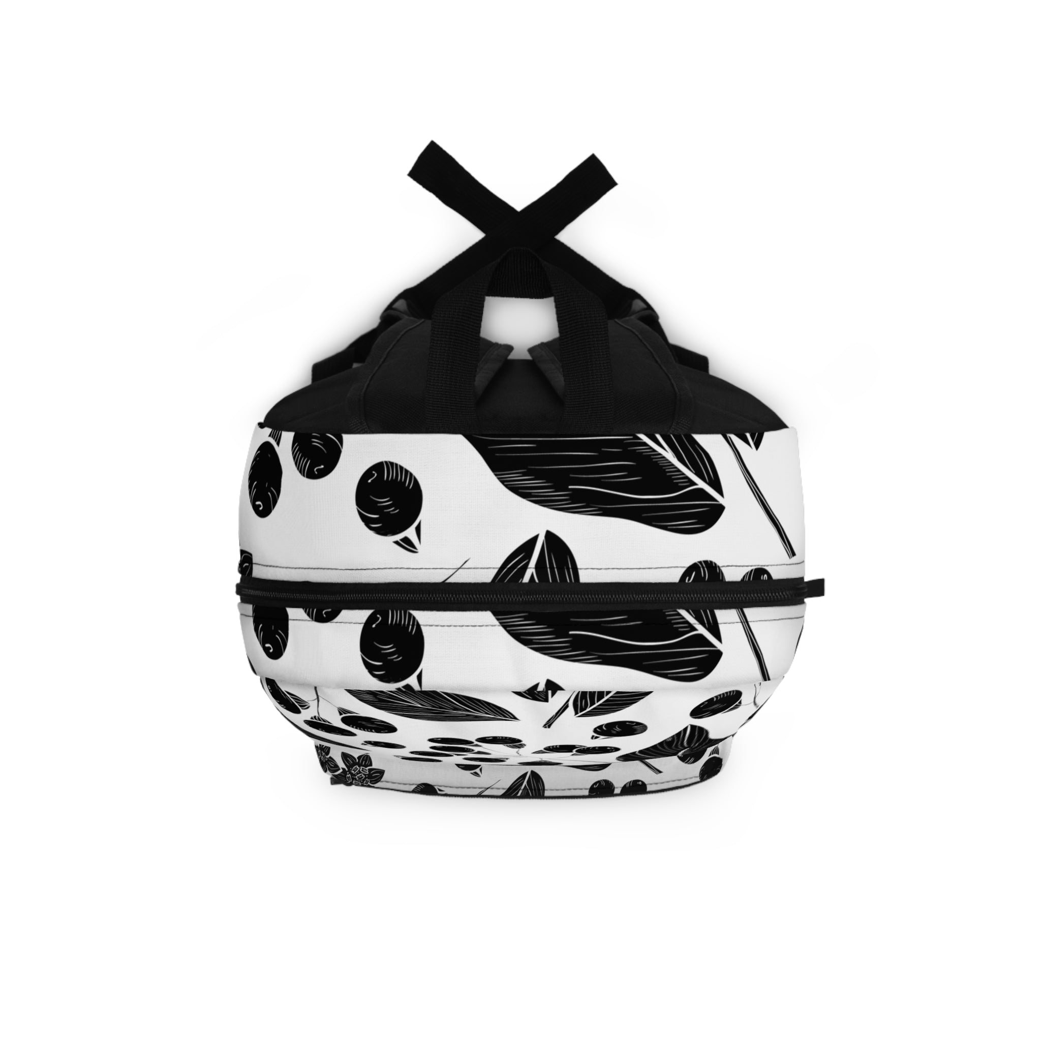 Monochrome Botanical Backpack — Black & White Victorian Floral Leaf Print