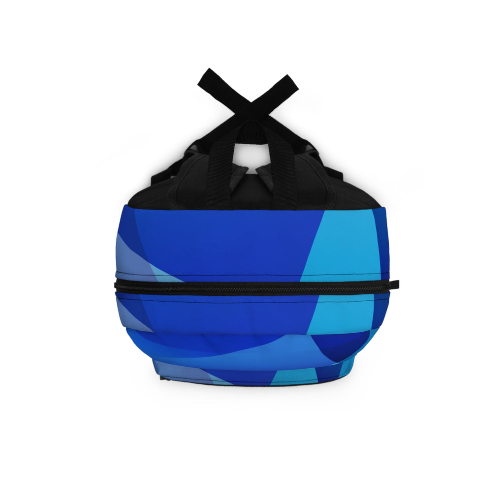 Blue Geometric Backpack — Abstract Polygon Pattern School & Travel Bag