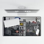 City Collage Desk Mat — Surreal Urban Collage Art
