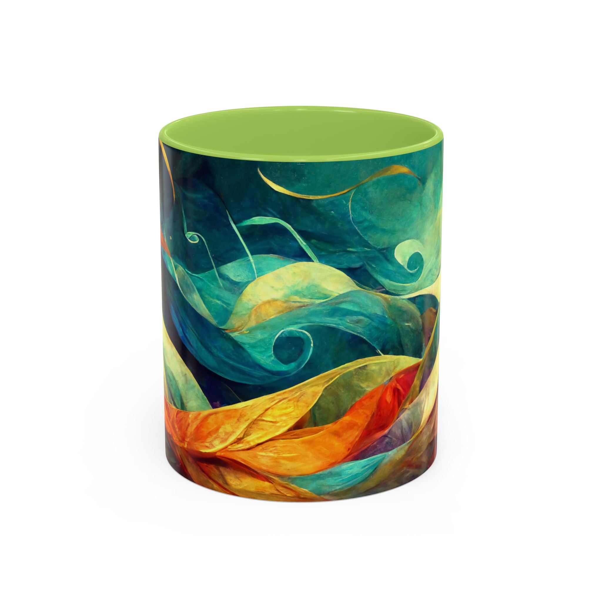 Abstract Autumn Leaves Accent Mug — Original Colorful Ceramic Cup