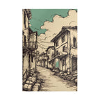 Vintage Old Street Scene Jigsaw Puzzle — Sketch Art Coastal Town, 1014 Pieces