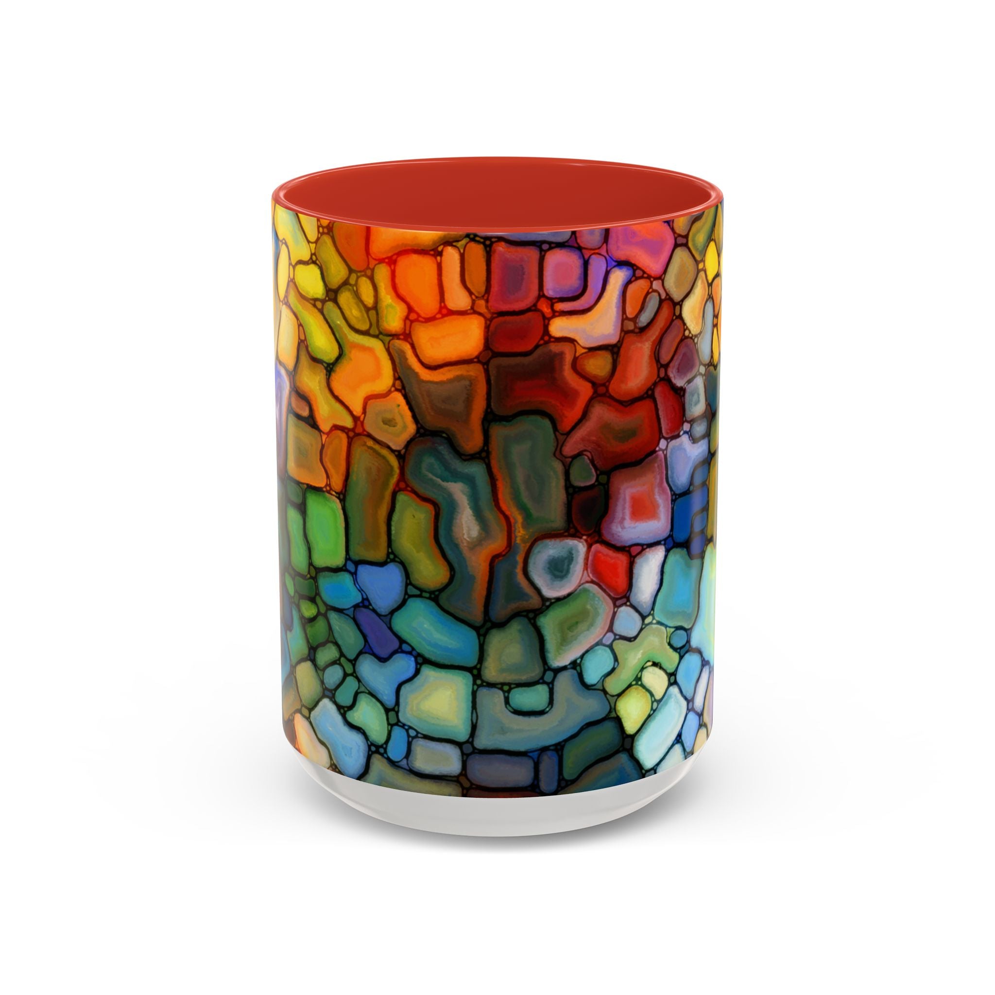 Stained Glass Mosaic Accent Mug — Original Abstract Art Ceramic Cup