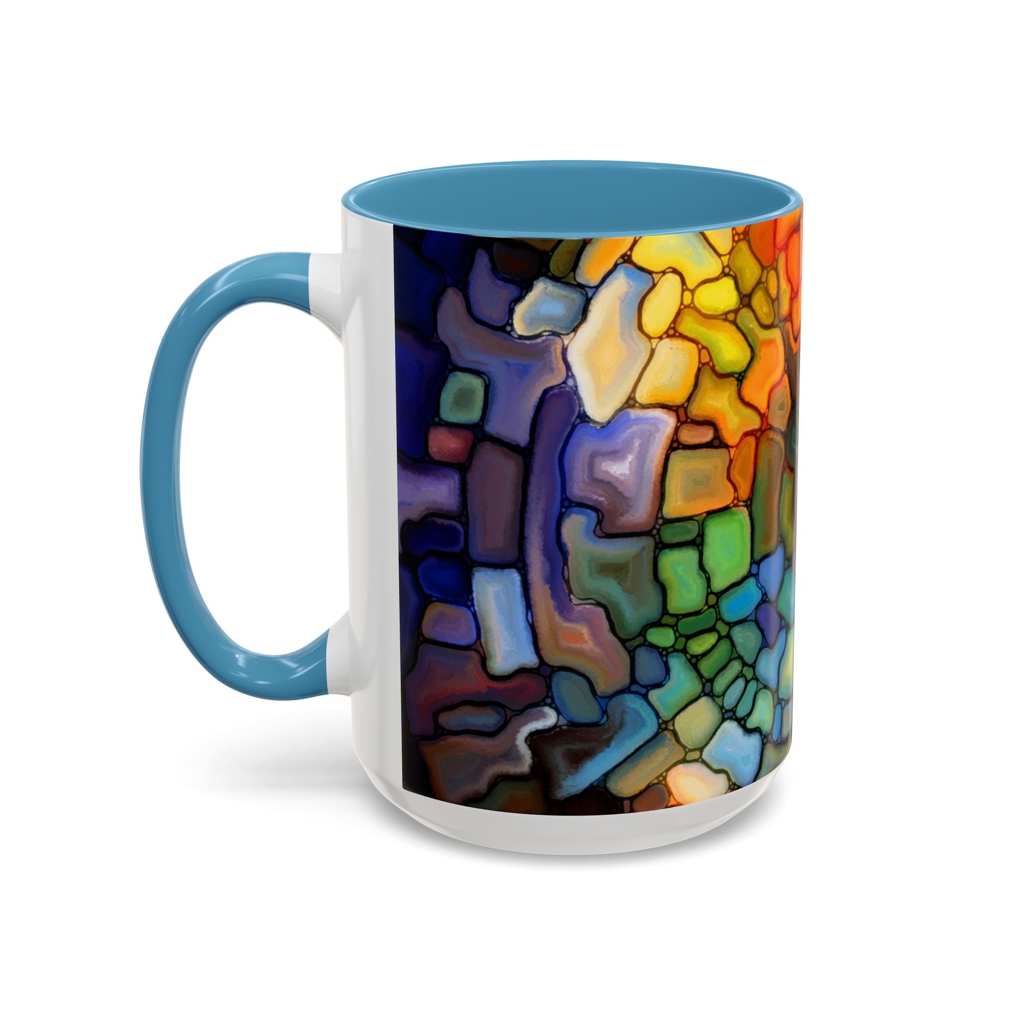 Stained Glass Mosaic Accent Mug — Original Abstract Art Ceramic Cup