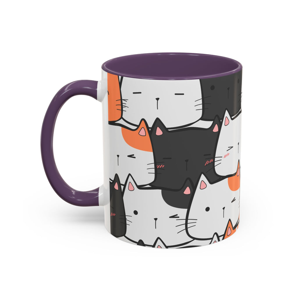 Kawaii Cat Accent Mug — Original Cute Cat Pattern Ceramic Cup