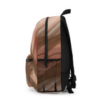 Abstract Brown Swirl Backpack — Neutral Marble Pattern Everyday Bag