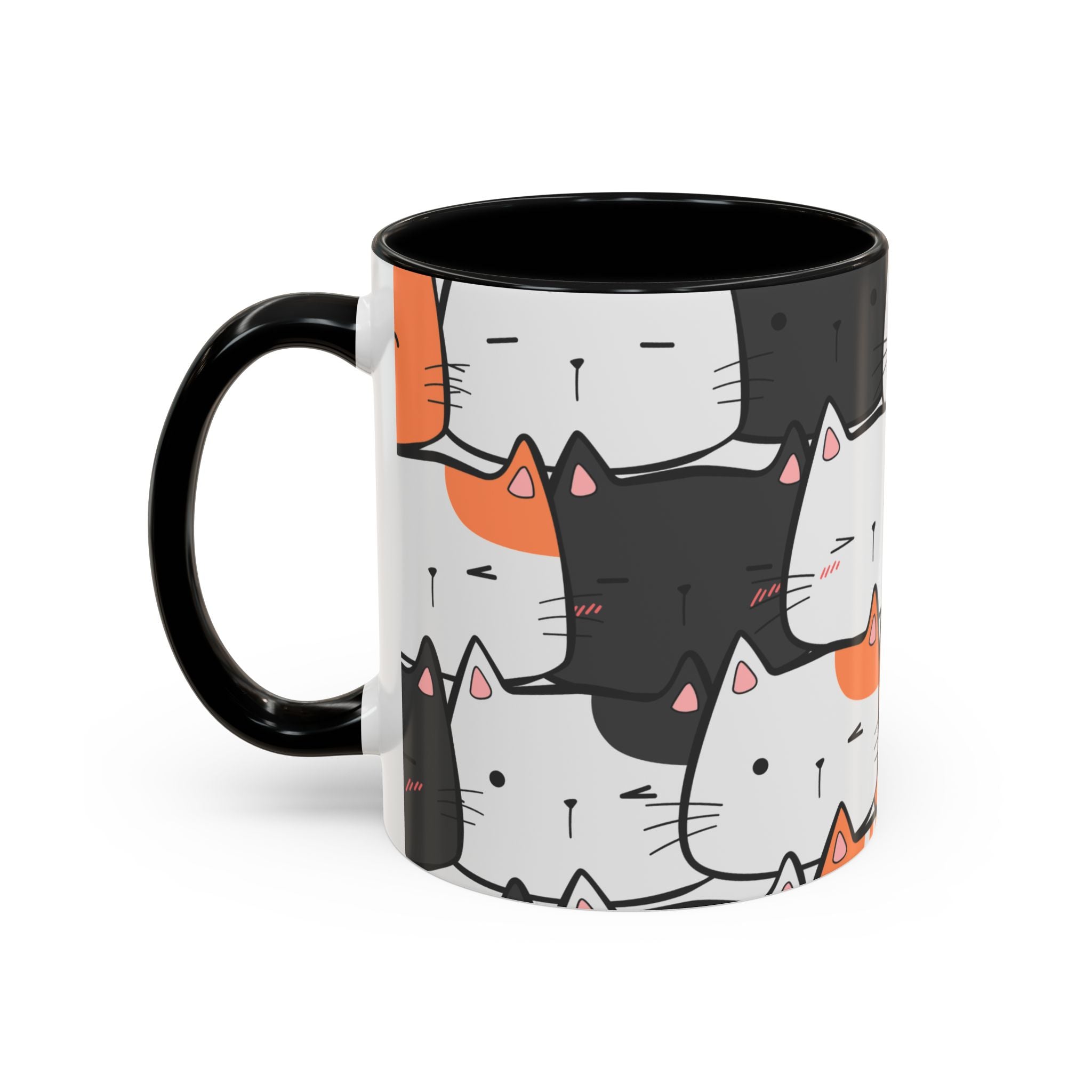 Kawaii Cat Accent Mug — Original Cute Cat Pattern Ceramic Cup