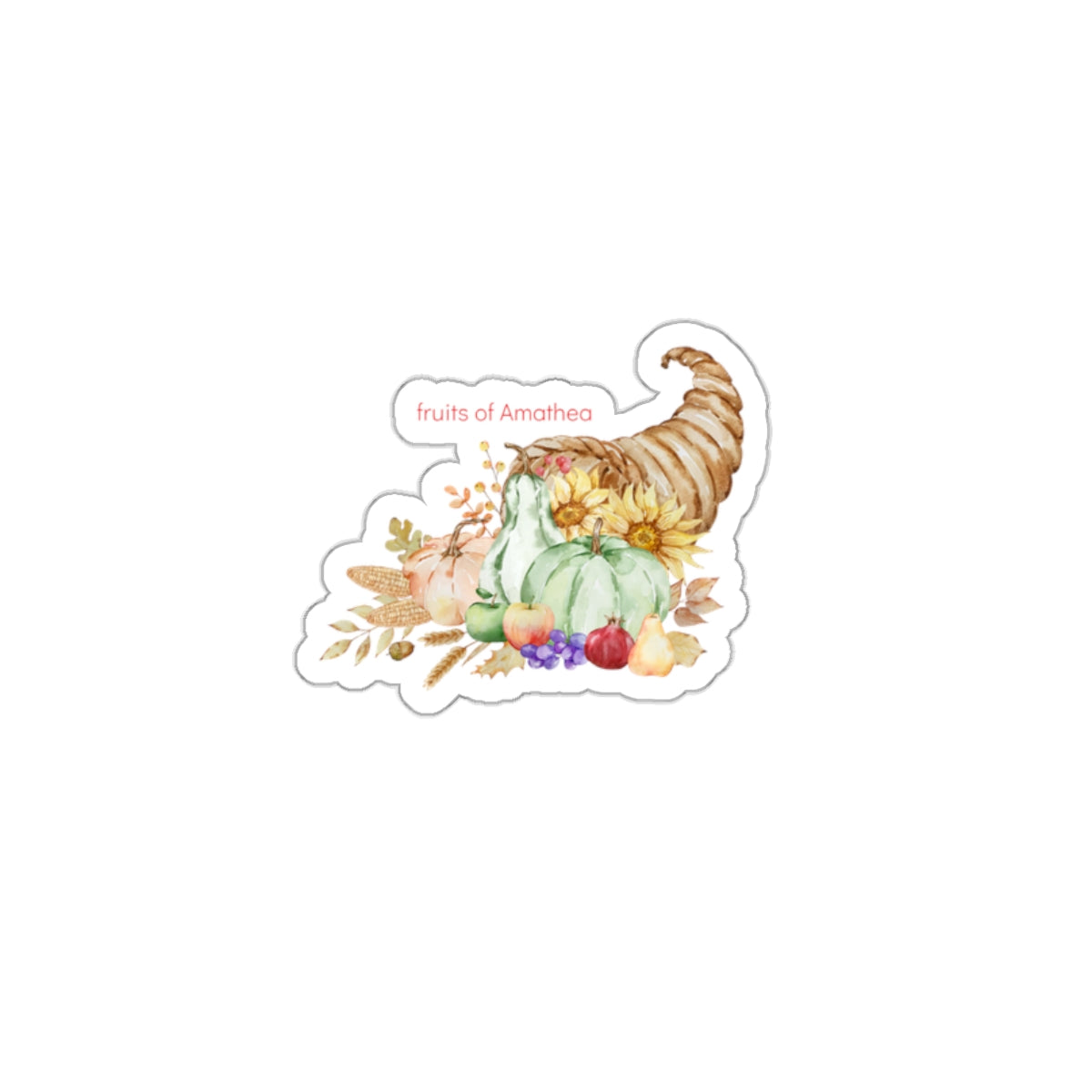 Cornucopia — Romantic Pastel Harvest Die-Cut Sticker | Fruits of Amalthea