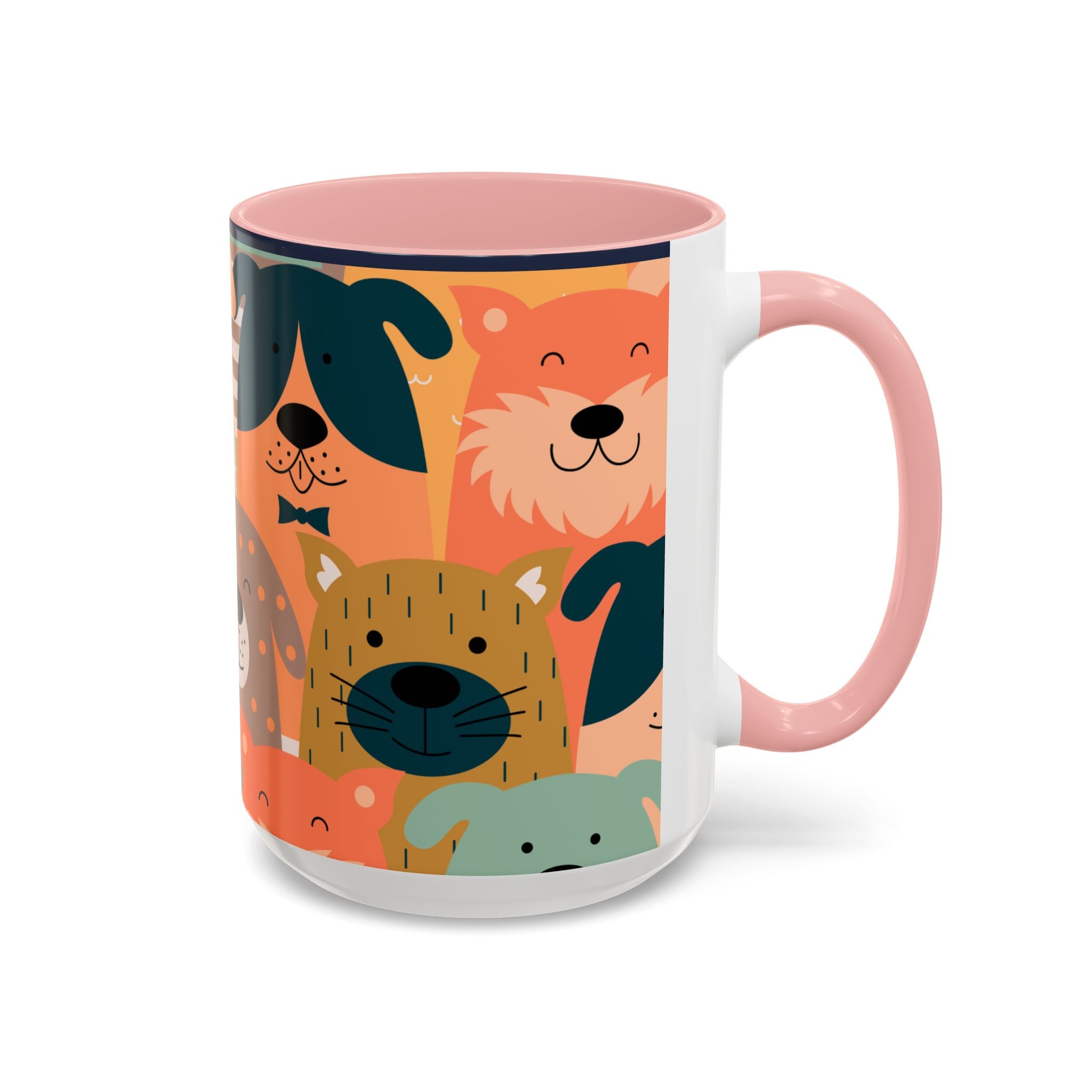 Puppy Parade Accent Mug — Original Colorful Dog Pattern Ceramic Cup