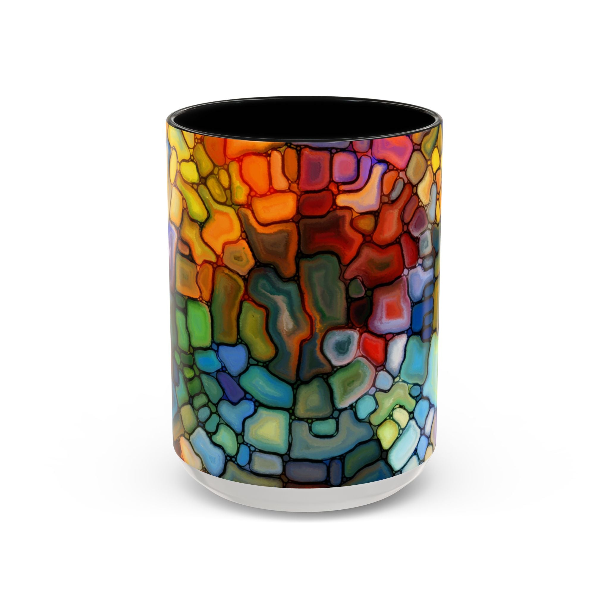 Stained Glass Mosaic Accent Mug — Original Abstract Art Ceramic Cup