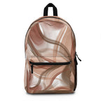 Abstract Brown Swirl Backpack — Neutral Marble Pattern Everyday Bag