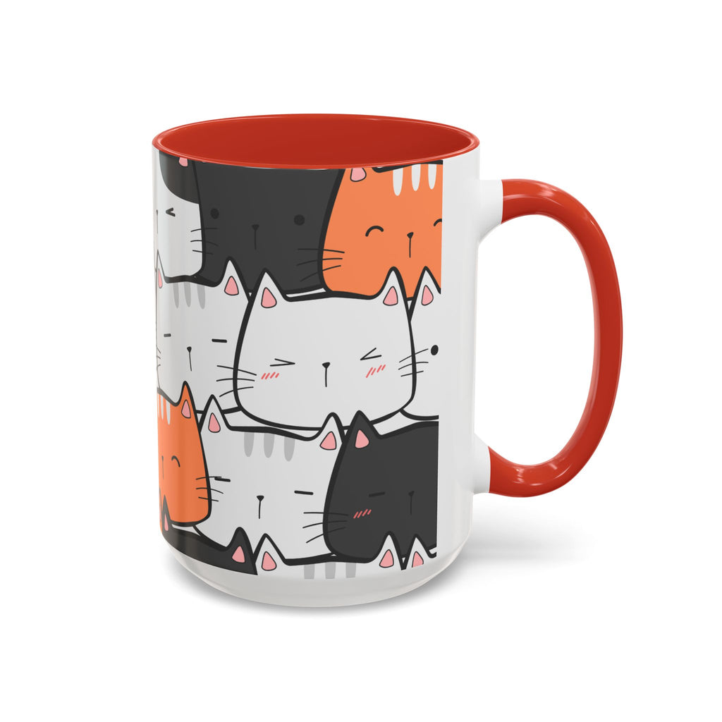 Kawaii Cat Accent Mug — Original Cute Cat Pattern Ceramic Cup