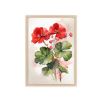 Red Geranium — Watercolor Floral Wall Art, Framed Print 8.3" × 11.7"
