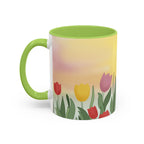 Spring Tulip Accent Mug — Original Floral Ceramic Cup