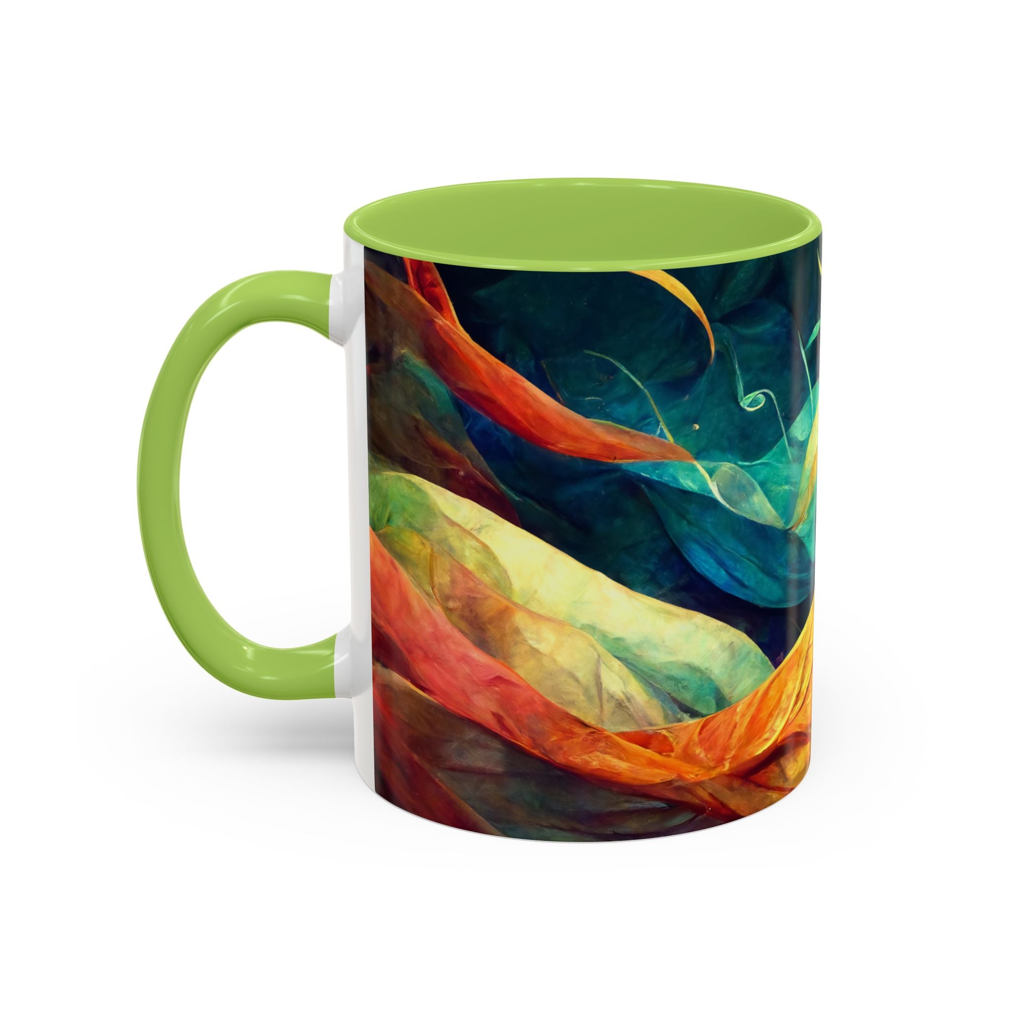 Abstract Autumn Leaves Accent Mug — Original Colorful Ceramic Cup