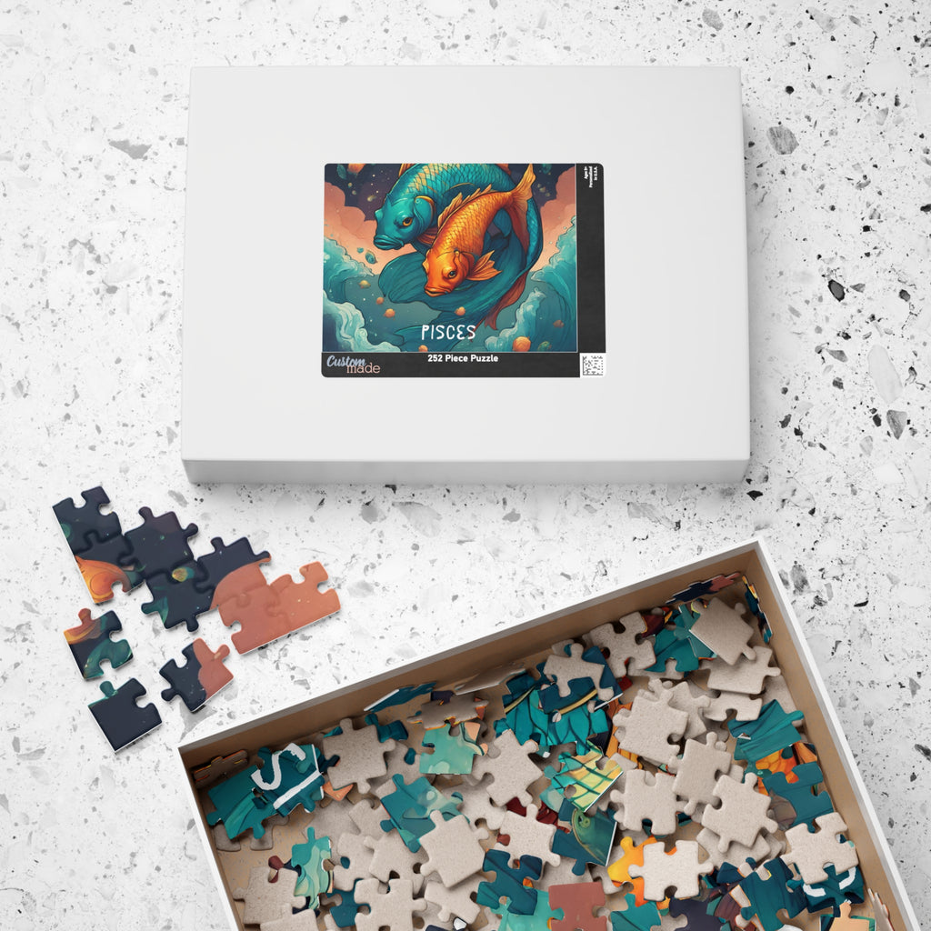Pisces Zodiac Puzzle — Original Koi Fish Astrological Jigsaw, 252 Pieces