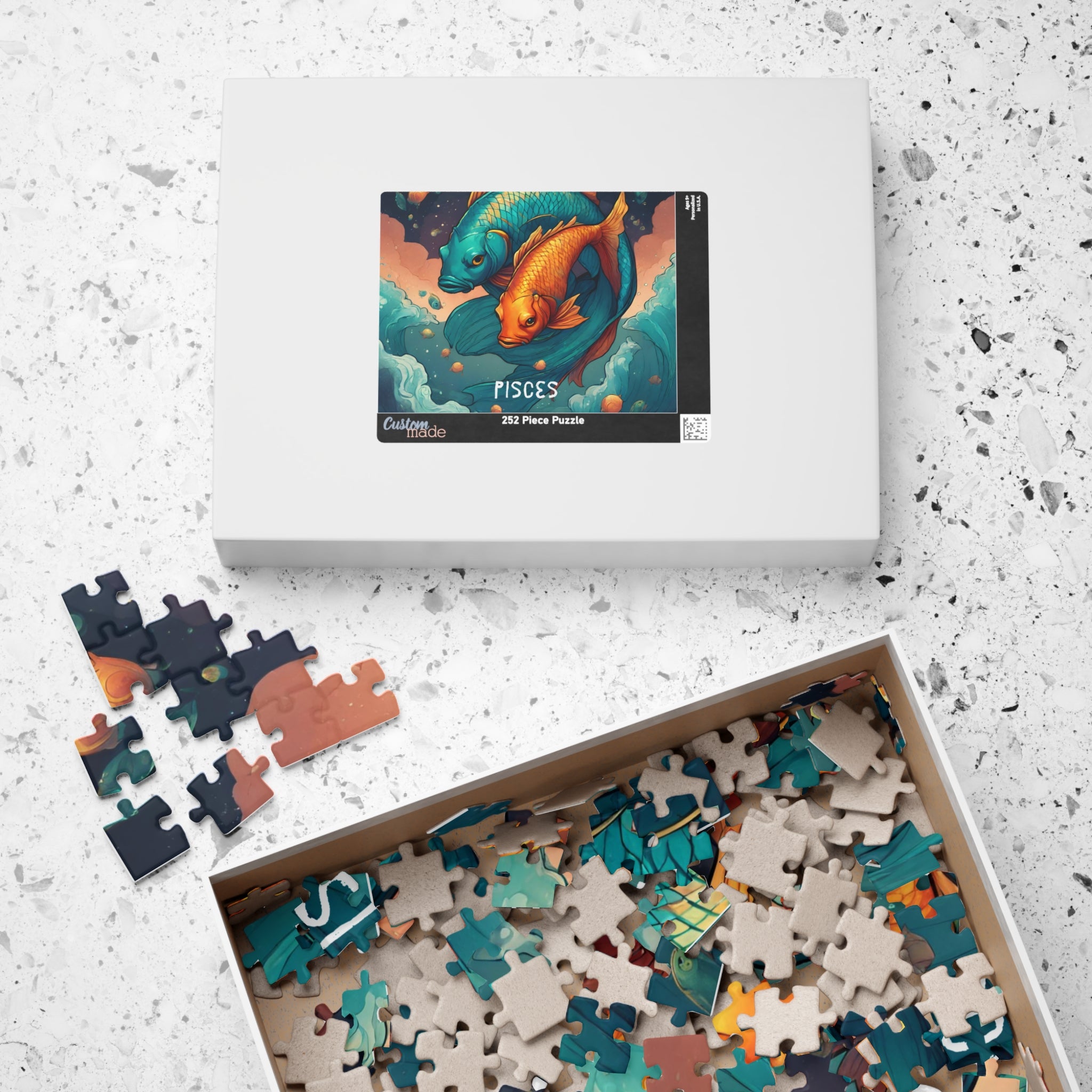 Pisces Zodiac Puzzle — Original Koi Fish Astrological Jigsaw, 252 Pieces
