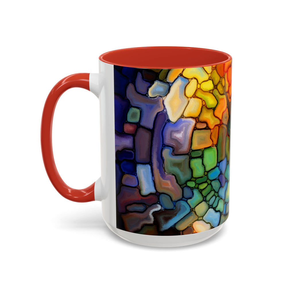 Stained Glass Mosaic Accent Mug — Original Abstract Art Ceramic Cup
