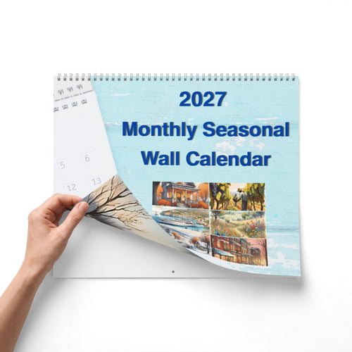 2027 Monthly Seasonal Wall Calendar — Original Watercolor Scenic Landscapes | Monthly Grid | Glossy or Matte