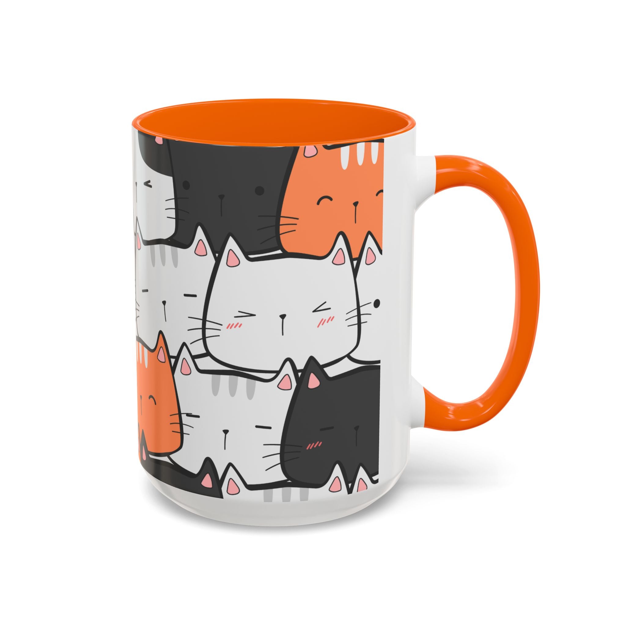 Kawaii Cat Accent Mug — Original Cute Cat Pattern Ceramic Cup