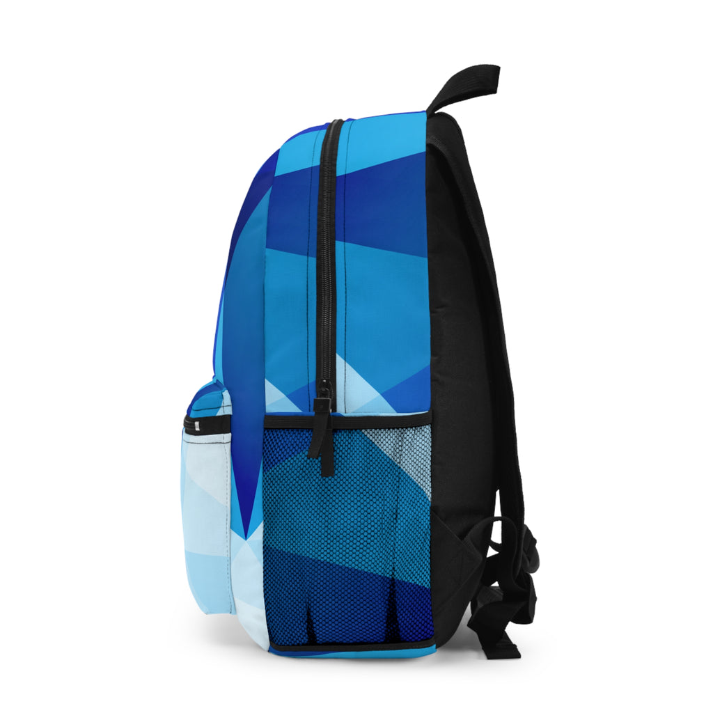 Blue Geometric Backpack — Abstract Polygon Pattern School & Travel Bag
