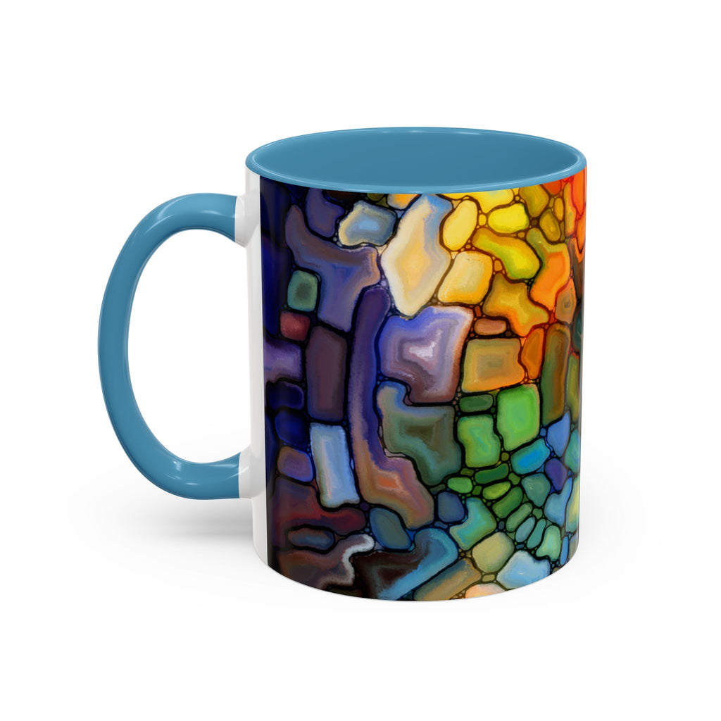 Stained Glass Mosaic Accent Mug — Original Abstract Art Ceramic Cup