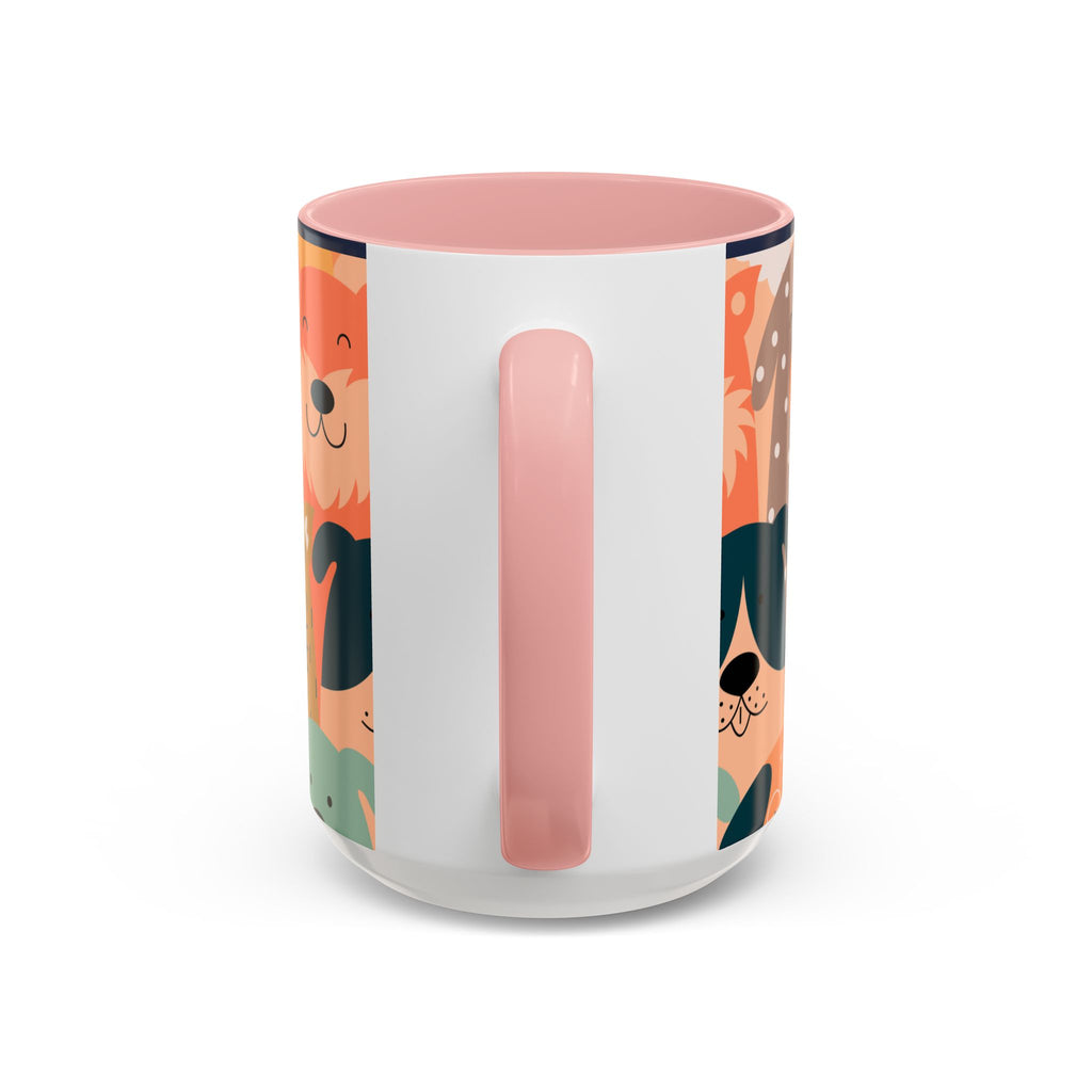 Puppy Parade Accent Mug — Original Colorful Dog Pattern Ceramic Cup