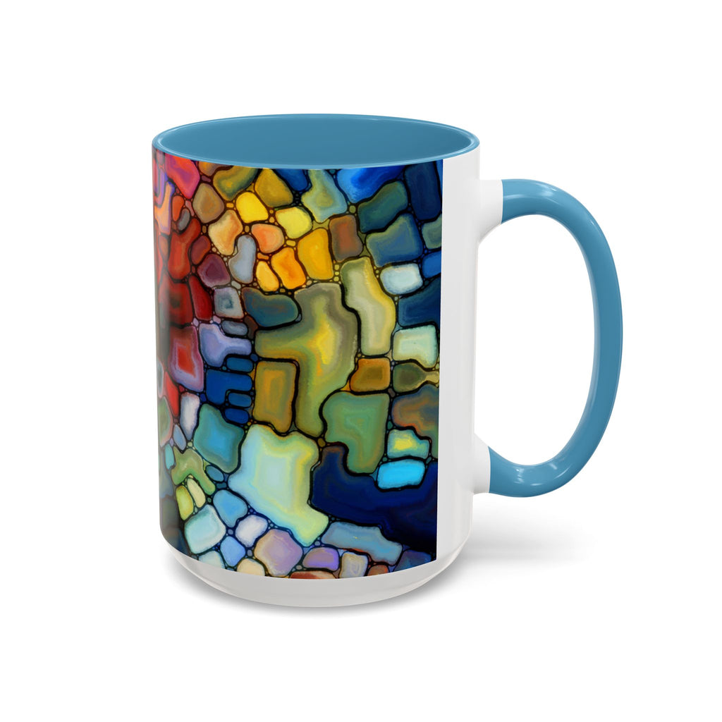 Stained Glass Mosaic Accent Mug — Original Abstract Art Ceramic Cup