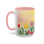 Spring Tulip Accent Mug — Original Floral Ceramic Cup