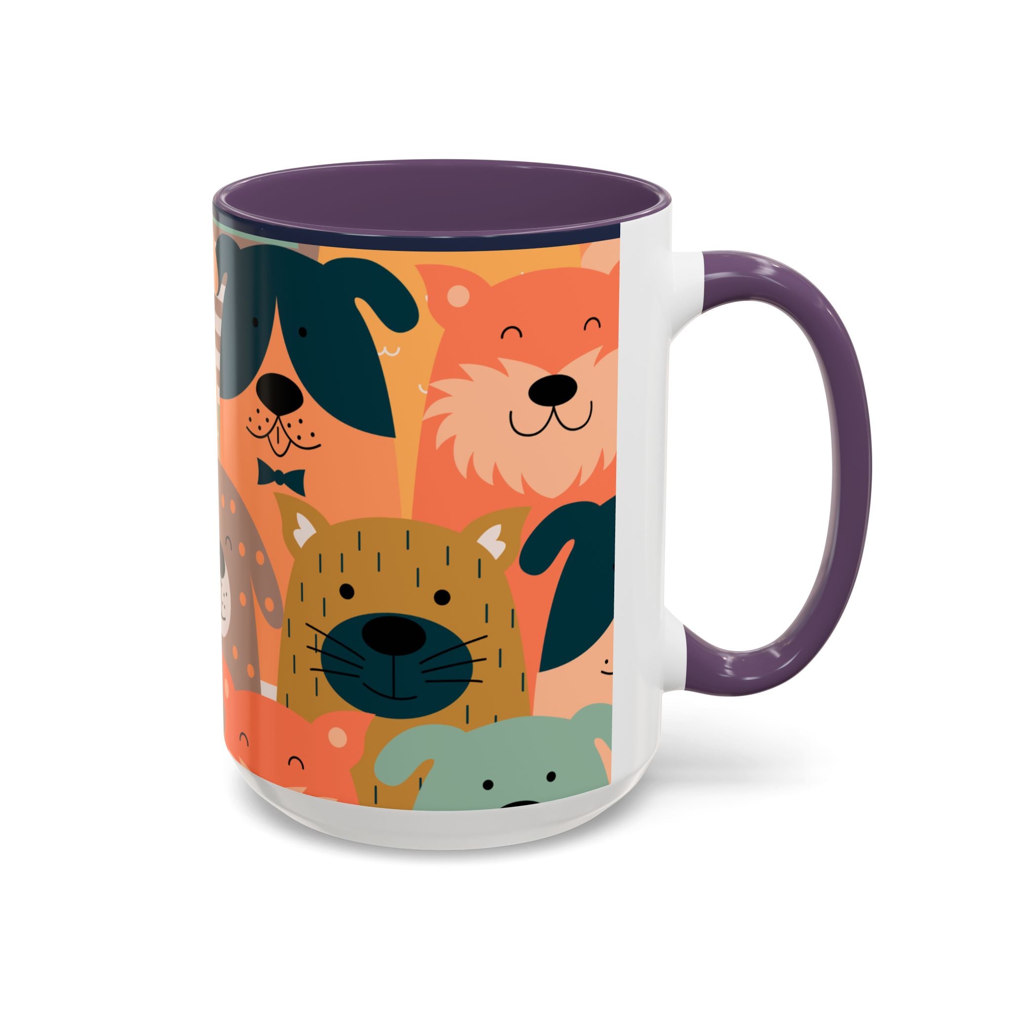 Puppy Parade Accent Mug — Original Colorful Dog Pattern Ceramic Cup