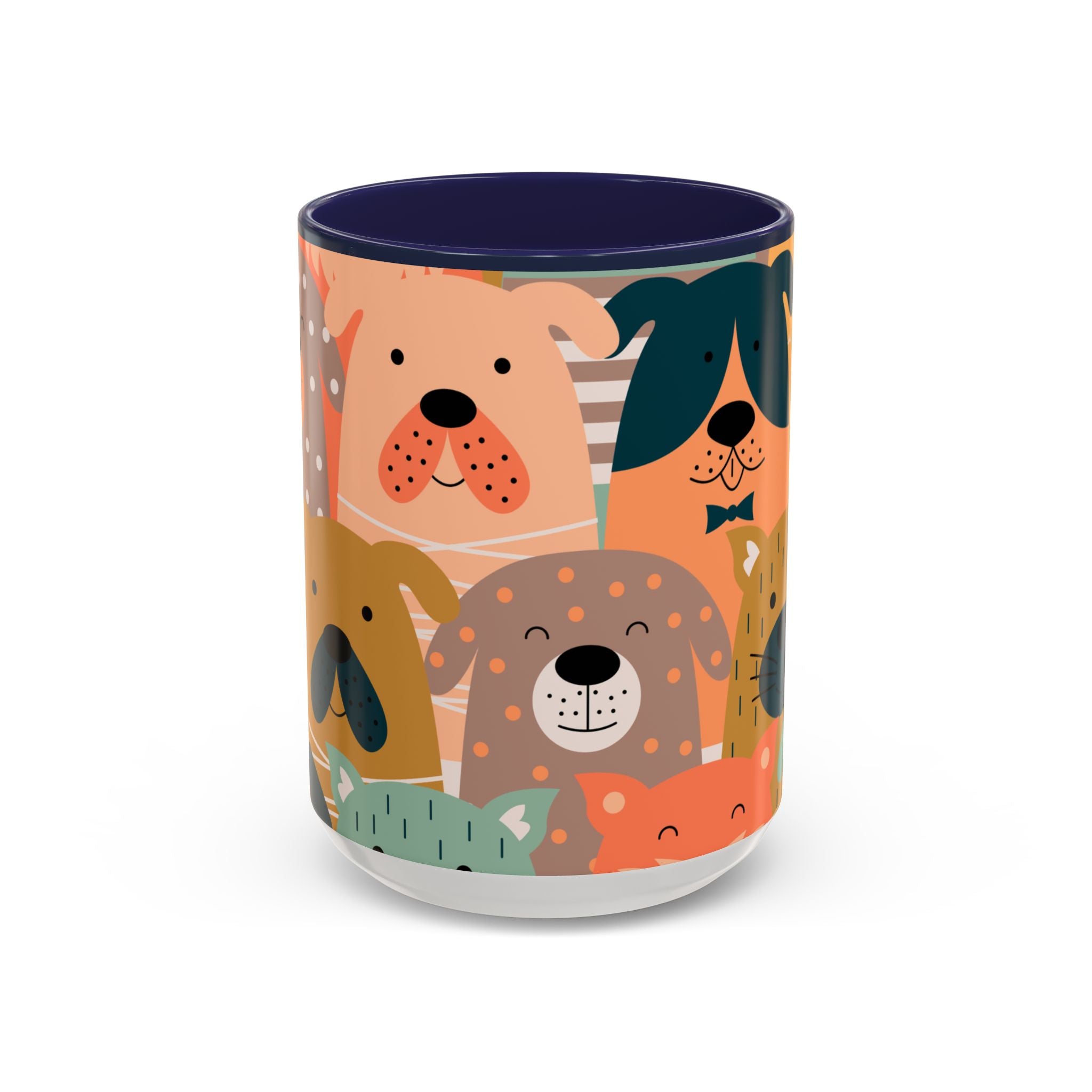 Puppy Parade Accent Mug — Original Colorful Dog Pattern Ceramic Cup