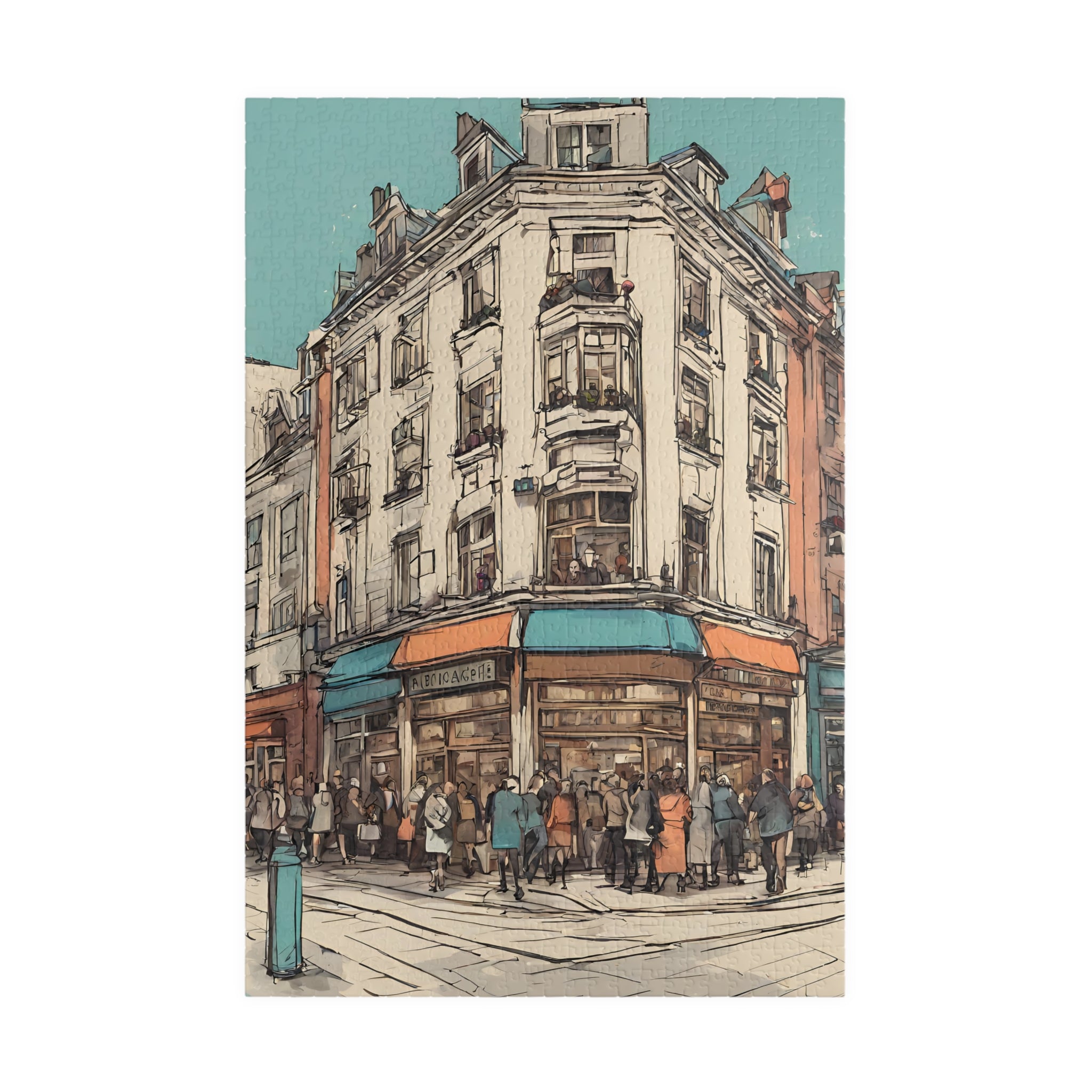 Vintage Corner Café Jigsaw Puzzle — European Street Scene, 1014 Pieces