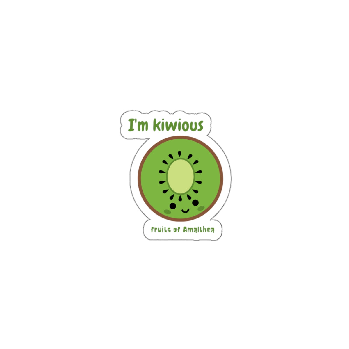 I’m Kiwious — Curious Kiwi Funny Die-Cut Sticker | Fruits of Amalthea