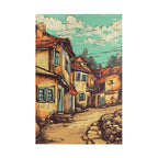 Traditional Village Street Scene Jigsaw Puzzle — Warm Vintage Town, 1014 Pieces