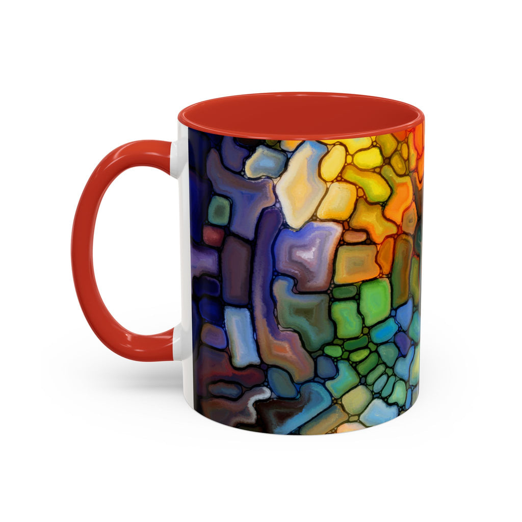 Stained Glass Mosaic Accent Mug — Original Abstract Art Ceramic Cup