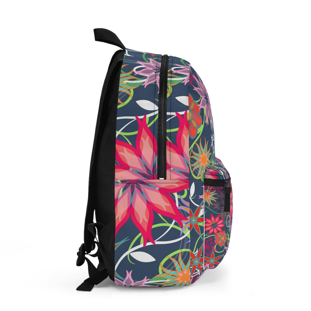 Floral Night Sky Backpack — Colorful Boho Flower Print Everyday Bag