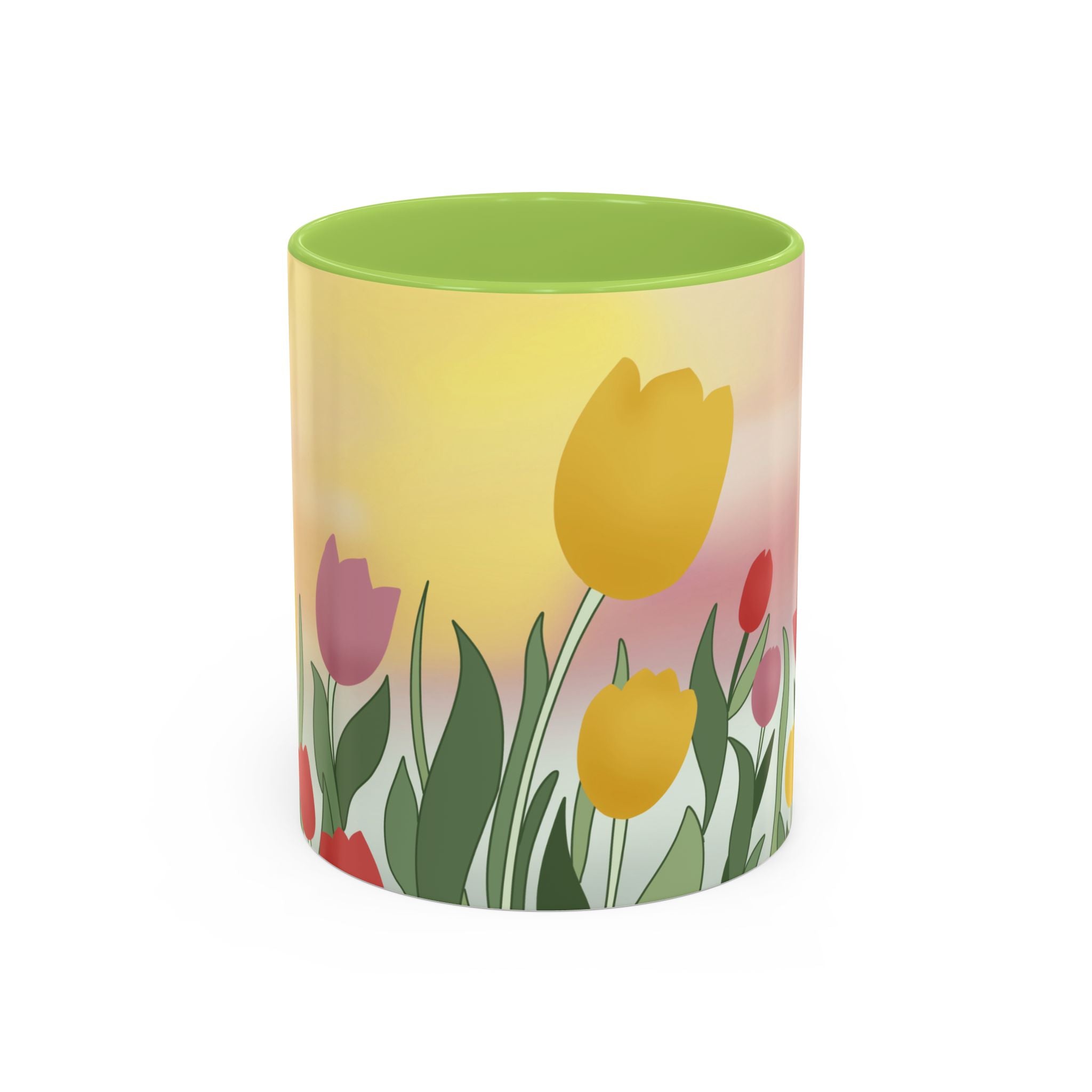 Spring Tulip Accent Mug — Original Floral Ceramic Cup