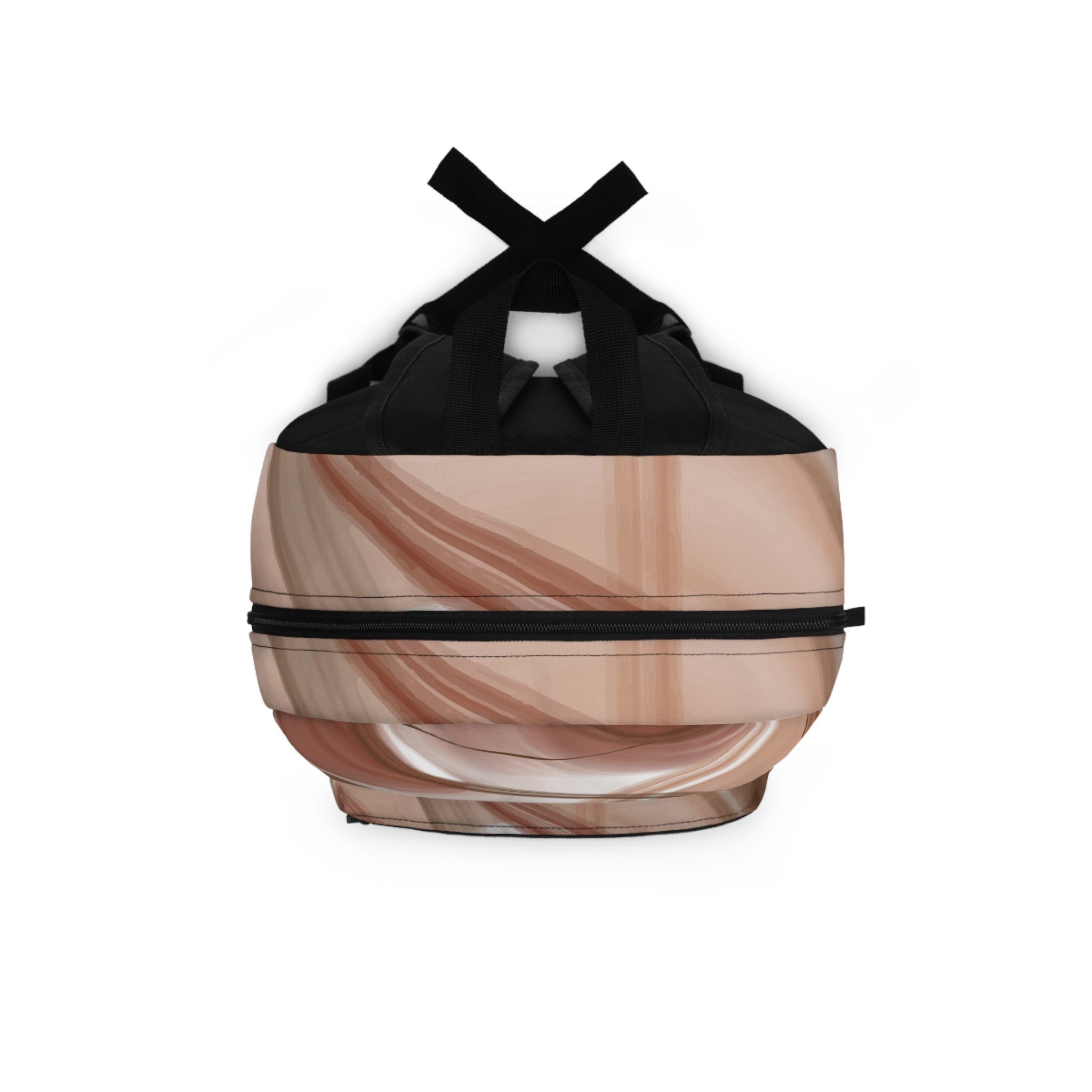 Abstract Brown Swirl Backpack — Neutral Marble Pattern Everyday Bag