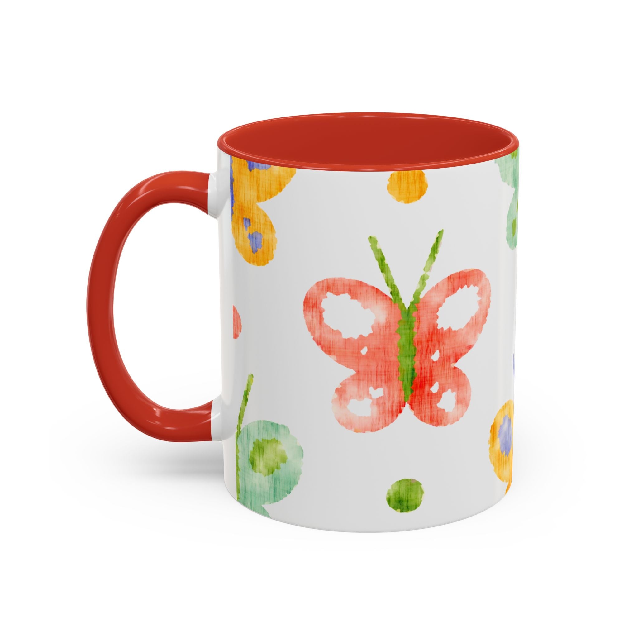 Watercolor Butterfly Accent Mug — Original Colorful Ceramic Cup